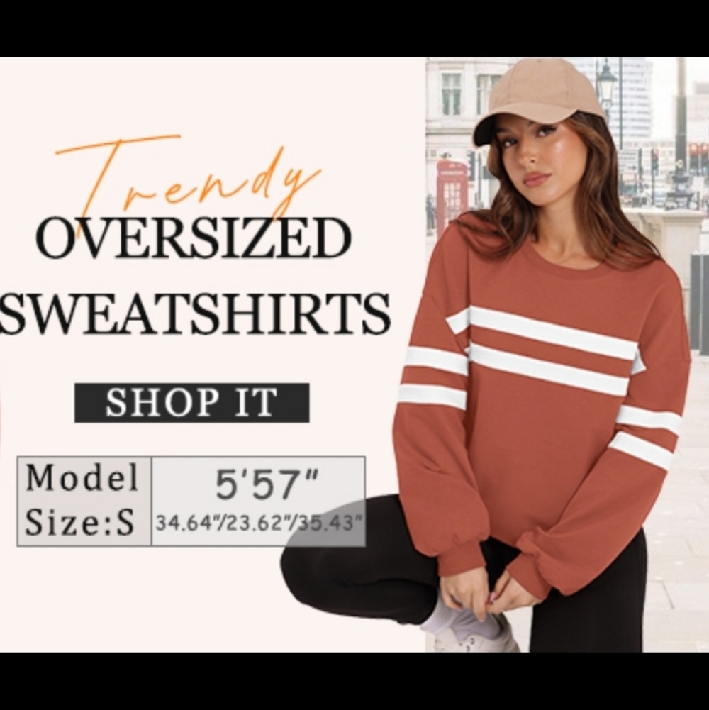 Striped Rust Sweatshirt - Picture 3 of 9